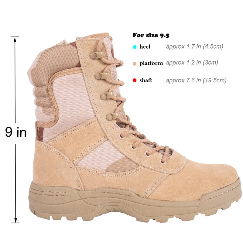 RIELD Men's Military Tactical Work Boots Side Zipper Jungle Army Combat Boots,Sand,7.5 M US - Image 2